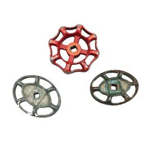 Red and Green Metal Water Faucet Handles Valve Knobs Bundle of 3